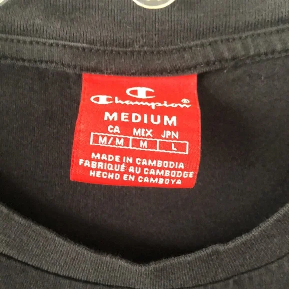 Champion 100% Cotton Men's Short Sleeve Tee Black White Letters Sz‎ M - EUC - Picture 4 of 5